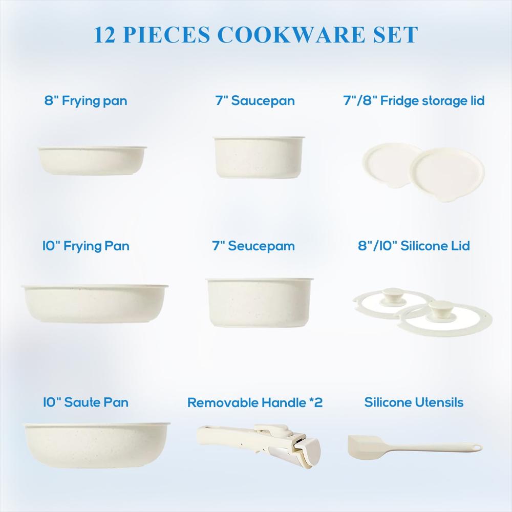 Batería De Cocina Antiadherente Simenmax De 12 Piezas Apilable img #2
