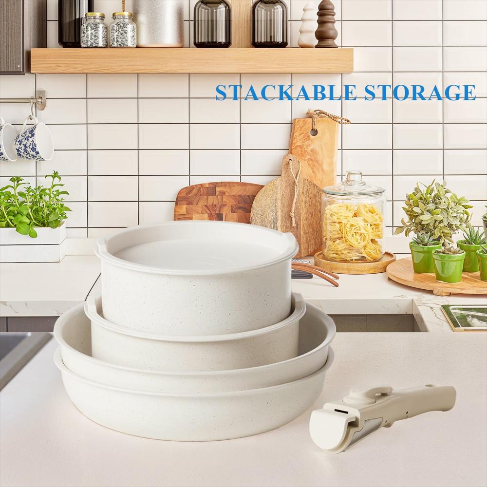 Batería De Cocina Antiadherente Simenmax De 12 Piezas Apilable img #3