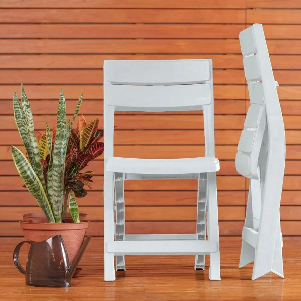 Silla En Plastico Plegable Resistente Para Exteriores Color Gris Hielo img #3