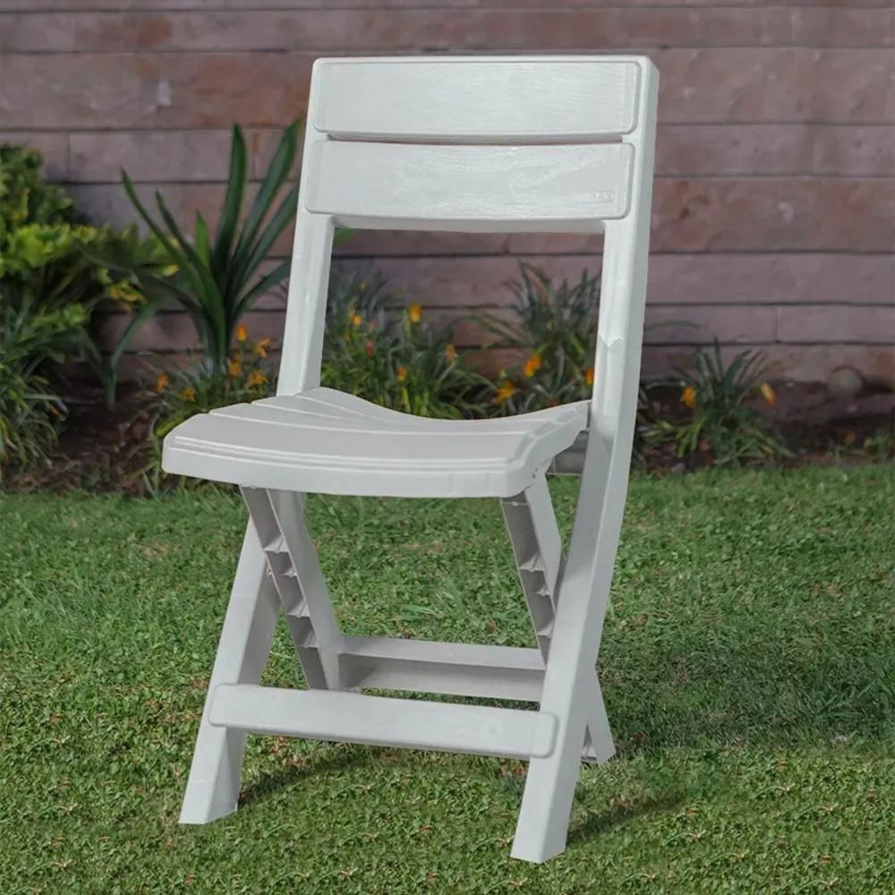 Silla En Plastico Plegable Resistente Para Exteriores Color Gris Hielo img #4