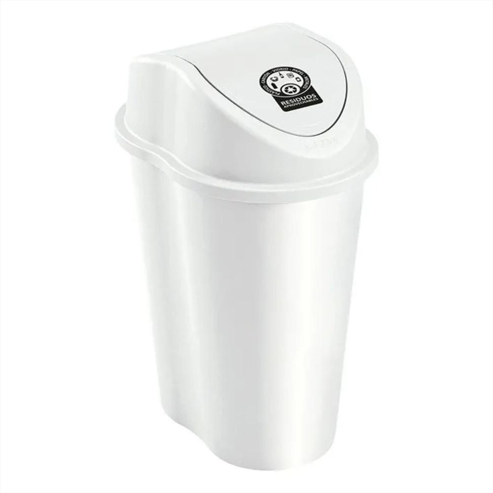 Papelera Caneca En Plastico Con Tapa Vaivén 10 Lt Color Blanco img #1