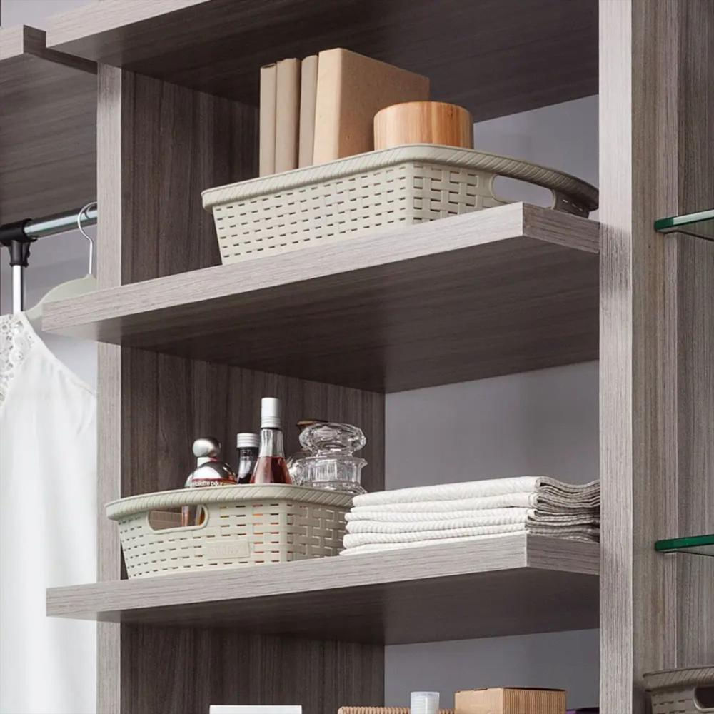 Canasta Rectangular Con Manijas En Plastico Multiusos 6 L Resistente Color Taupe img #3