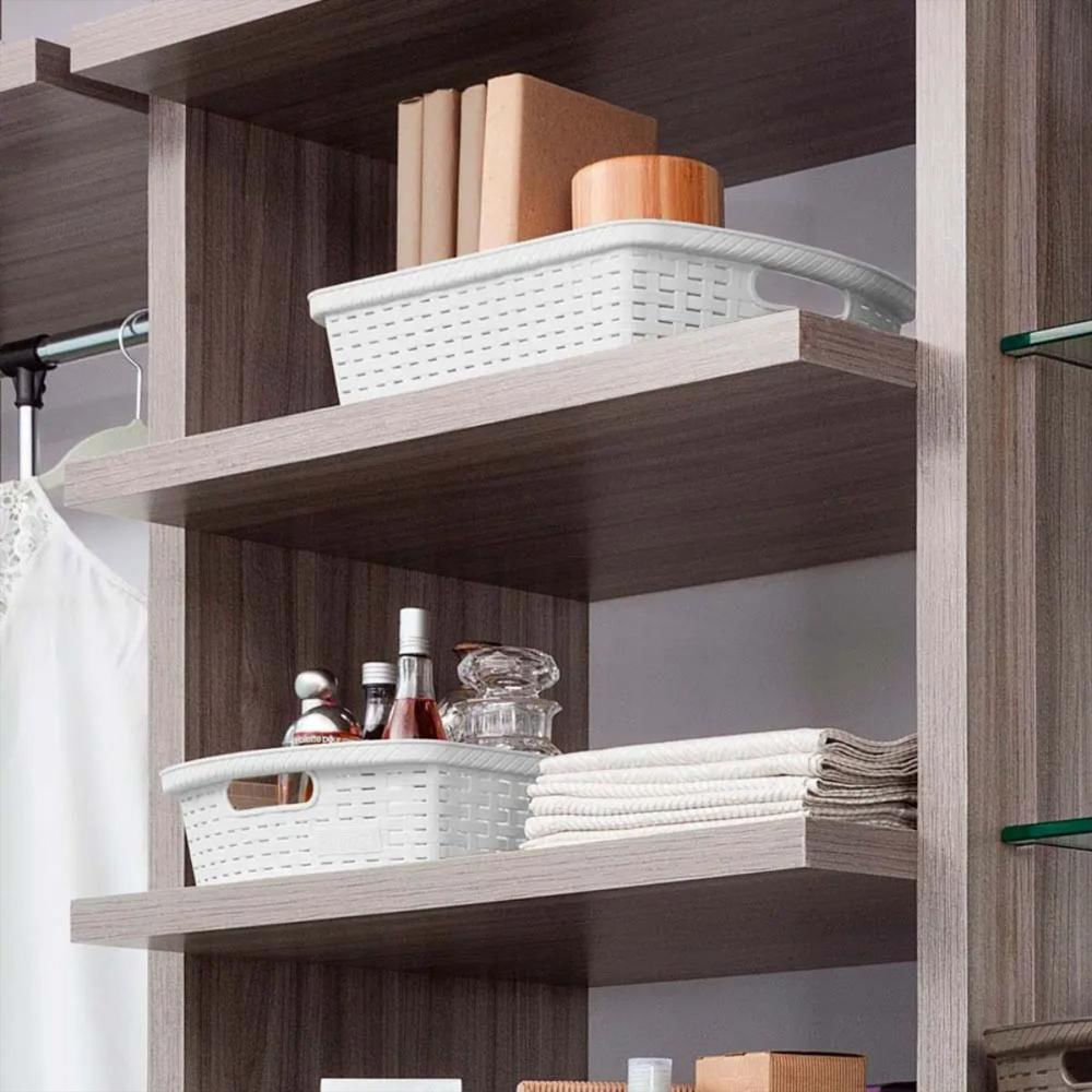 Canasta Rectangular Con Manijas En Plastico Multiusos 6 L Resistente Color Blanco Nieve img #3