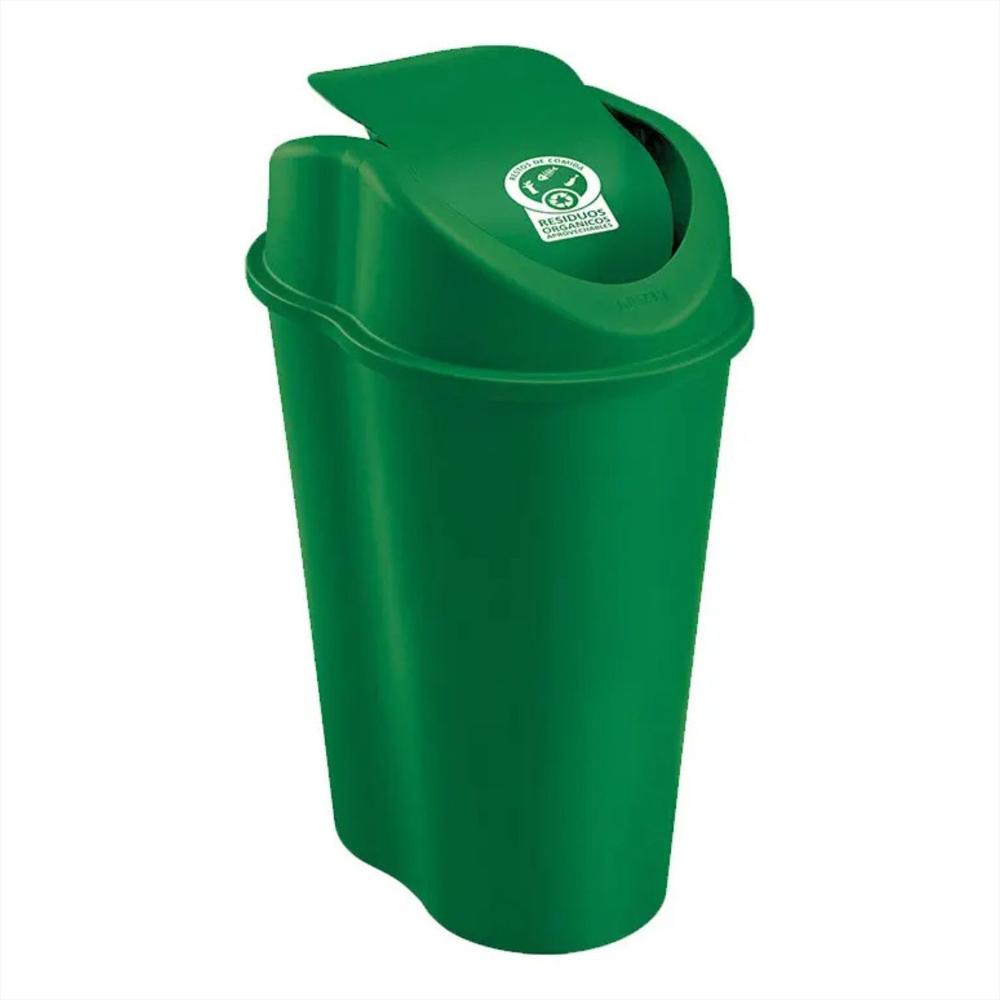 Papelera Caneca En Plastico Con Tapa Vaivén 10 Lt Color Verde img #1