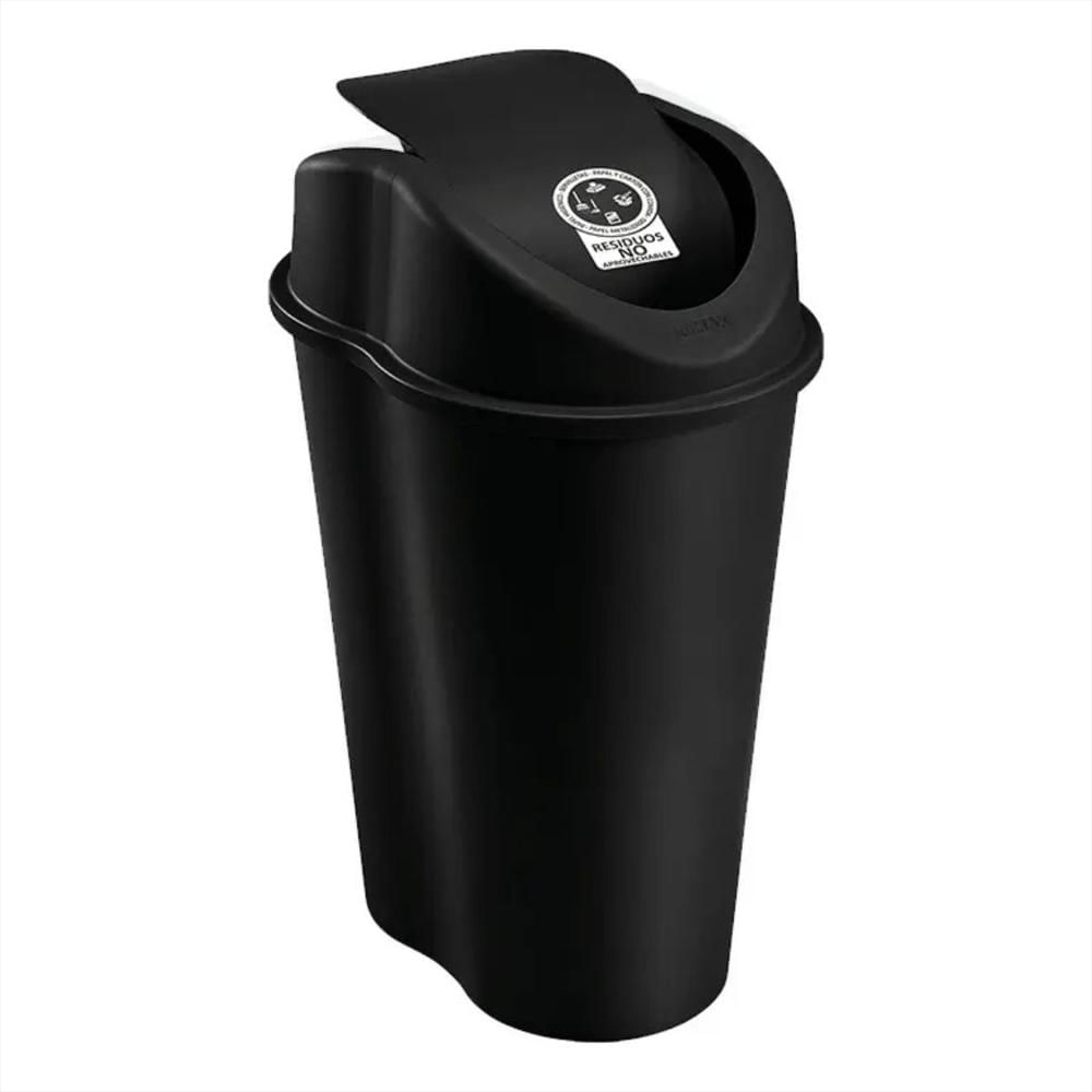 Papelera Caneca En Plastico Con Tapa Vaivén 10 Lt Color Negro img #1