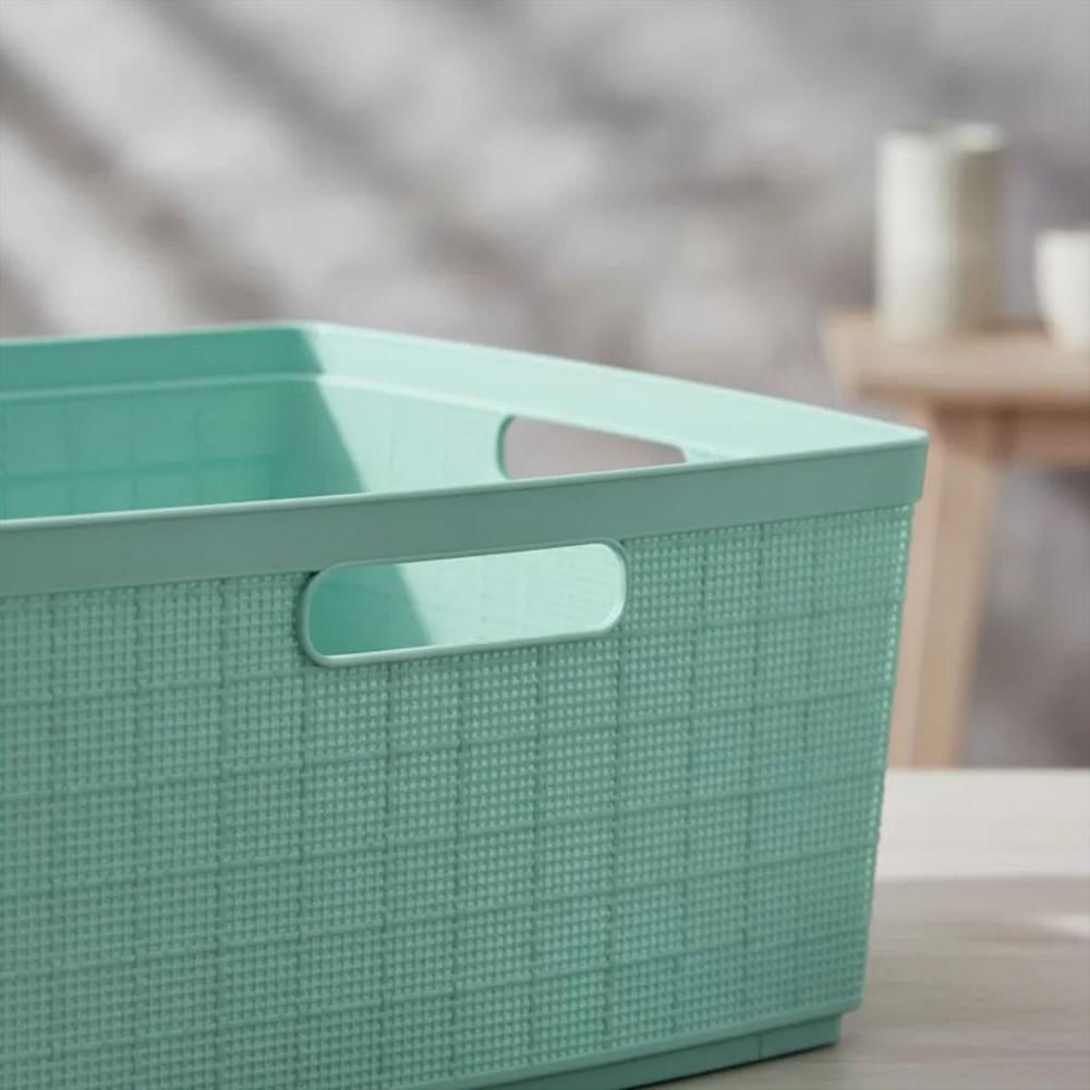 Canasta Rectangular En Plastico Multiusos Con Manijas Laterales 30 Litros Color Celeste img #4