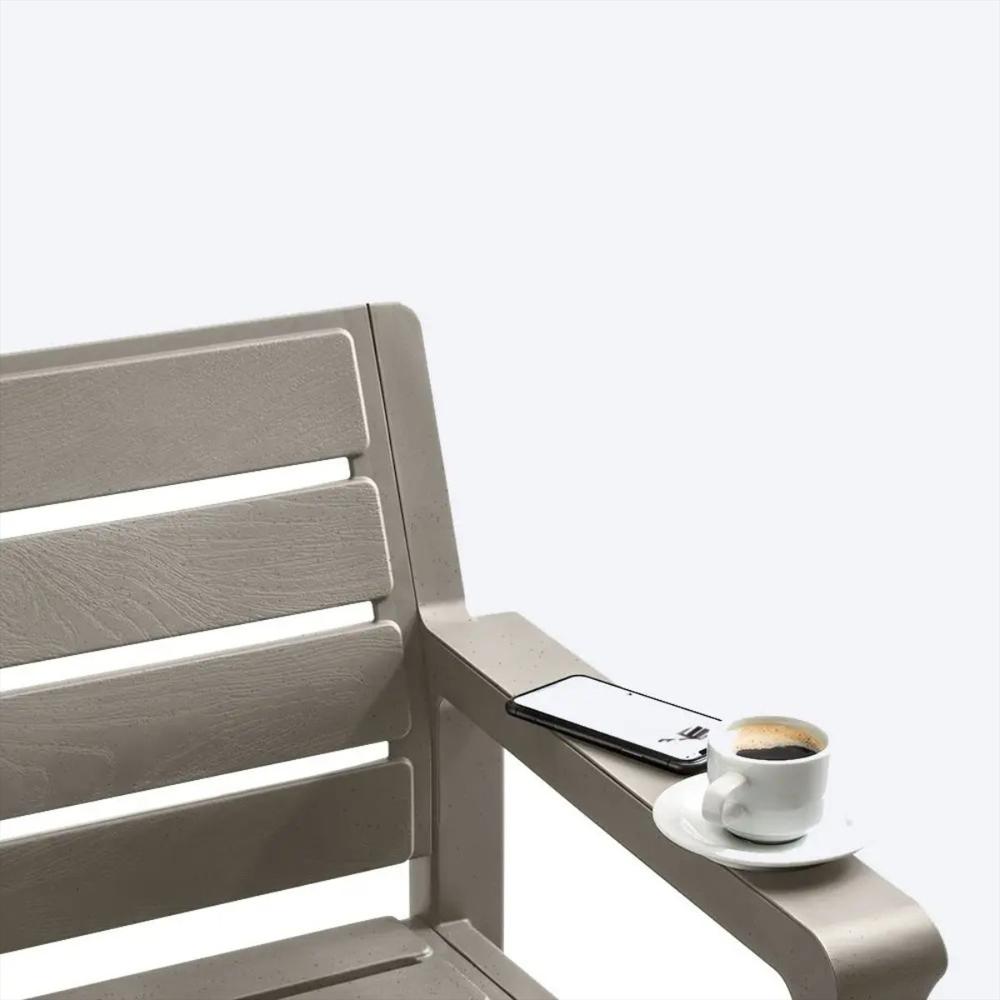 Juego De Sala En Plastico Para Exteriores De Sofá Doble Puesto Mas Mesa Rectangular Color Gris Oscuro img #4