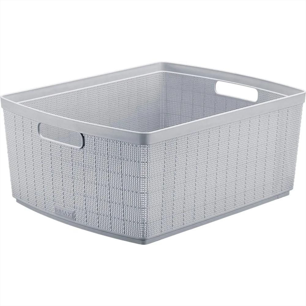 Canasta Rectangular En Plastico Multiusos Con Manijas Laterales 30 Litros Color Gris img #1
