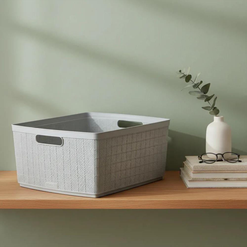 Canasta Rectangular En Plastico Multiusos Con Manijas Laterales 30 Litros Color Gris img #3