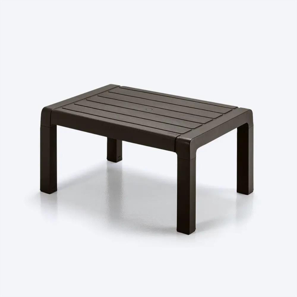 Juego De Sala En Plastico Para Exteriores De Sofá Doble Puesto Mas Mesa Rectangular Color Marron Oscuro img #3
