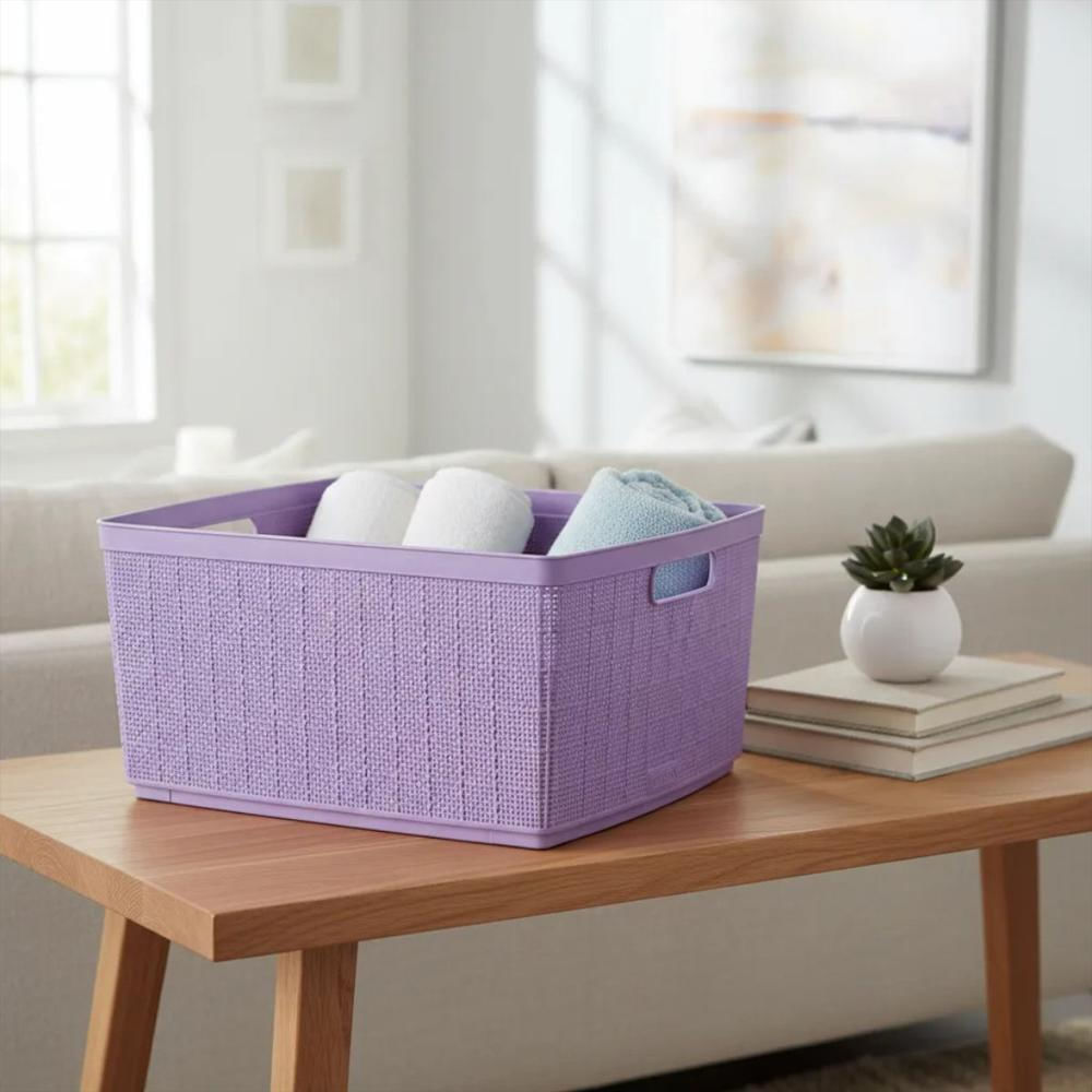 Canasta Rectangular En Plastico Multiusos Con Manijas Laterales 30 Litros Color Lila img #2