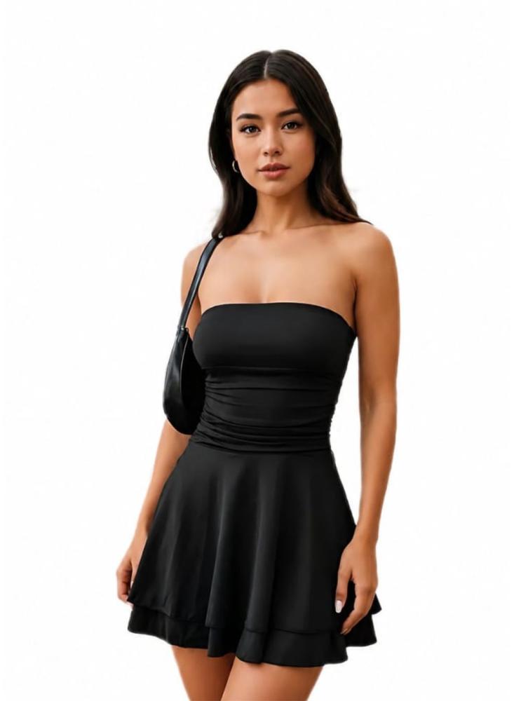Vestido Laufrak Corto Drapeado Doble Falda img #1