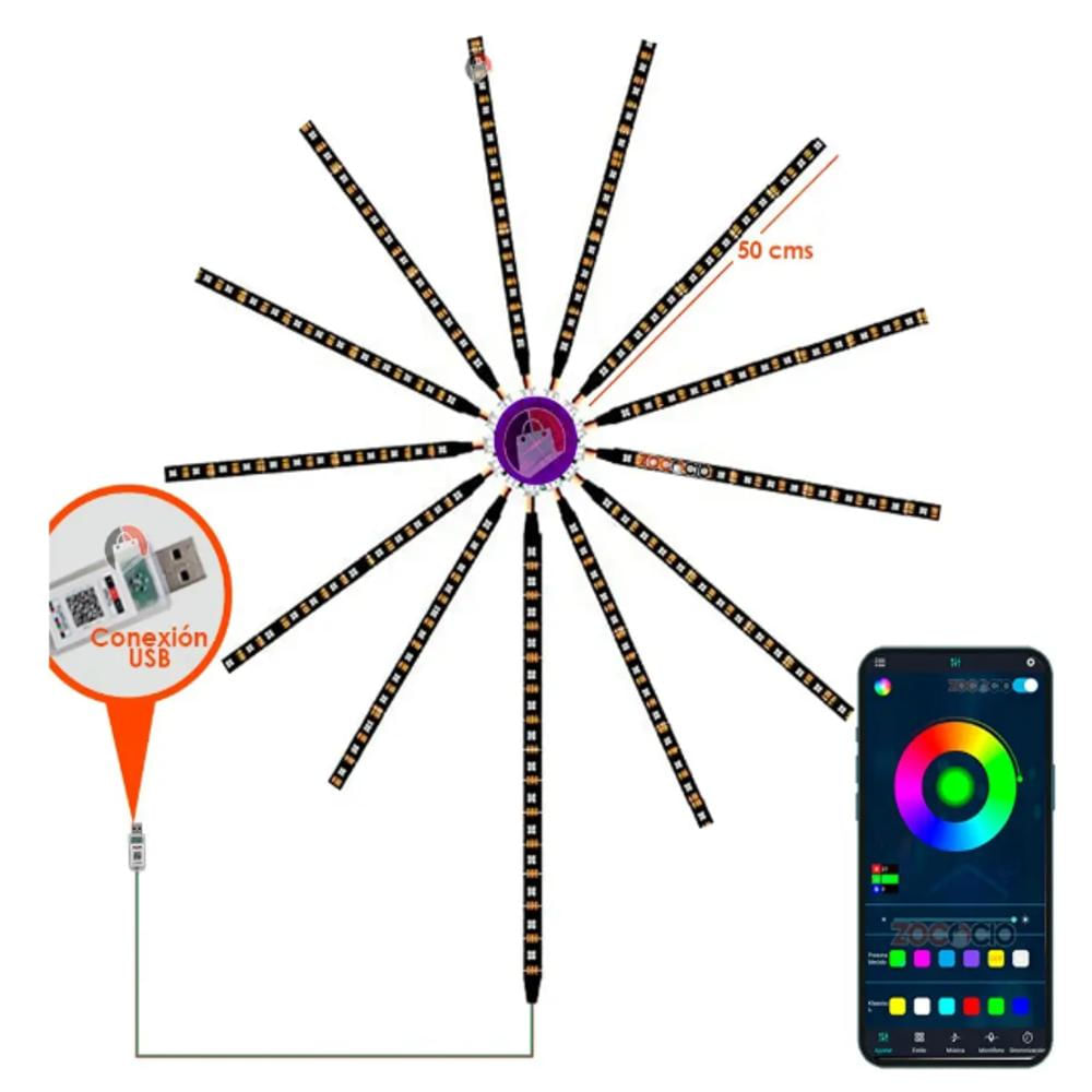 Cinta Rgb Led Fuegos Artificiales Estrella App Smart Control img #2