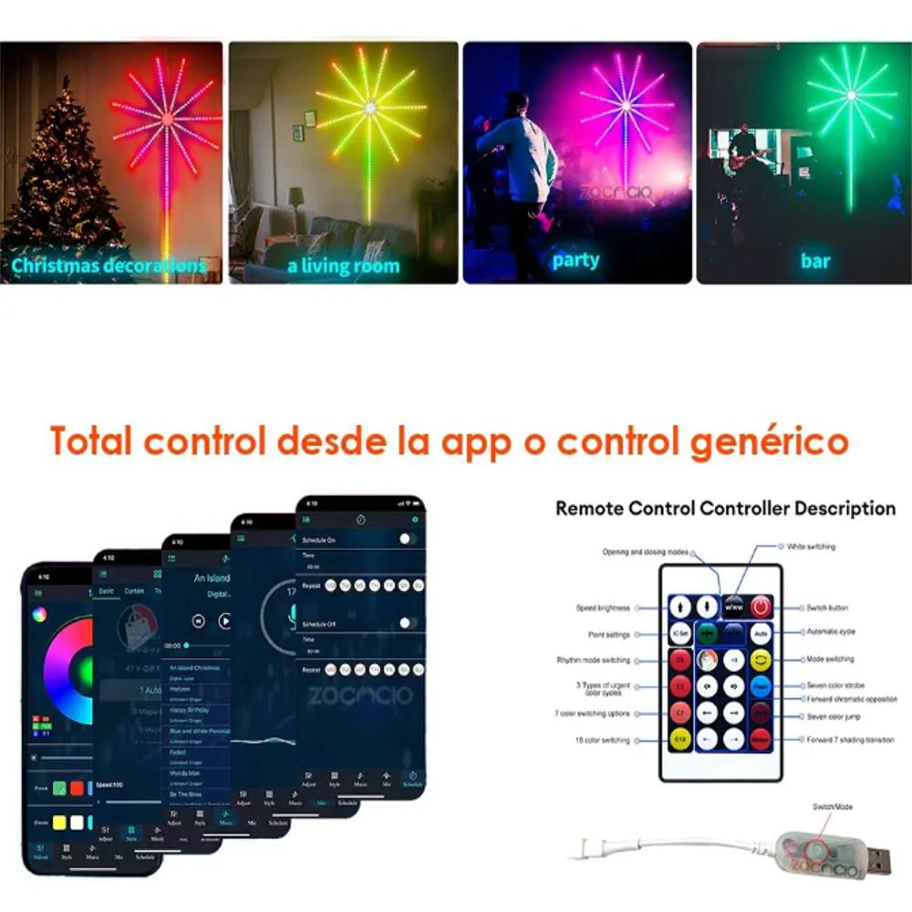 Cinta Rgb Led Fuegos Artificiales Estrella App Smart Control img #3