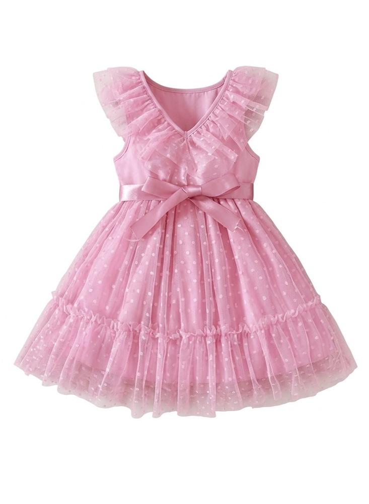 Vestido Niña Con Moño Y Puntos img #1