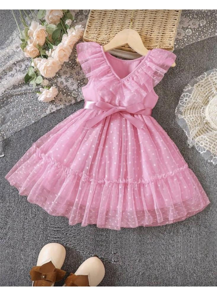 Vestido Niña Con Moño Y Puntos img #2