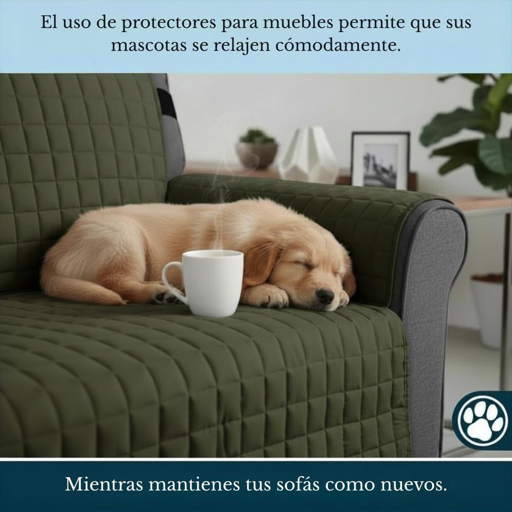 Protector De Sofá Acolchado Doble Faz A Cuadros Verde Gris 2 Puestos Mindy img #2