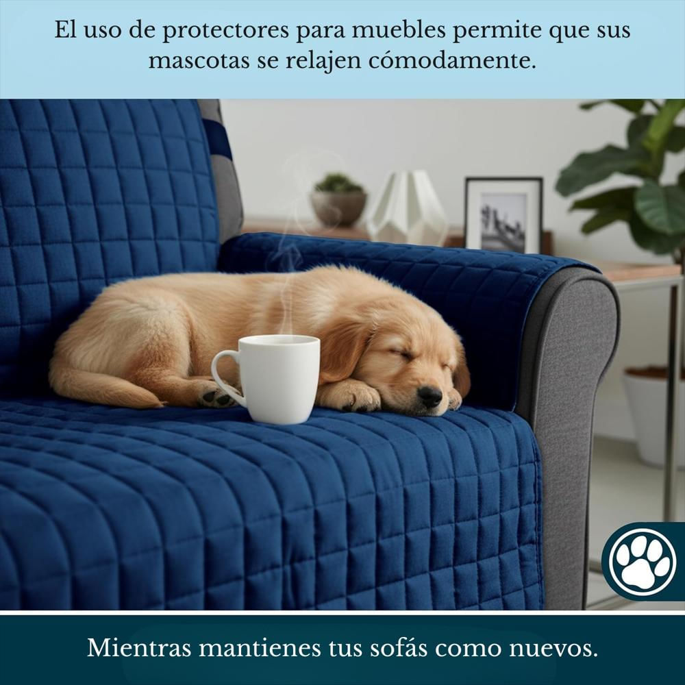 Protector De Sofá Acolchado Doble Faz A Cuadros Azul Oscuro Gris 2 Puestos Mindy img #2