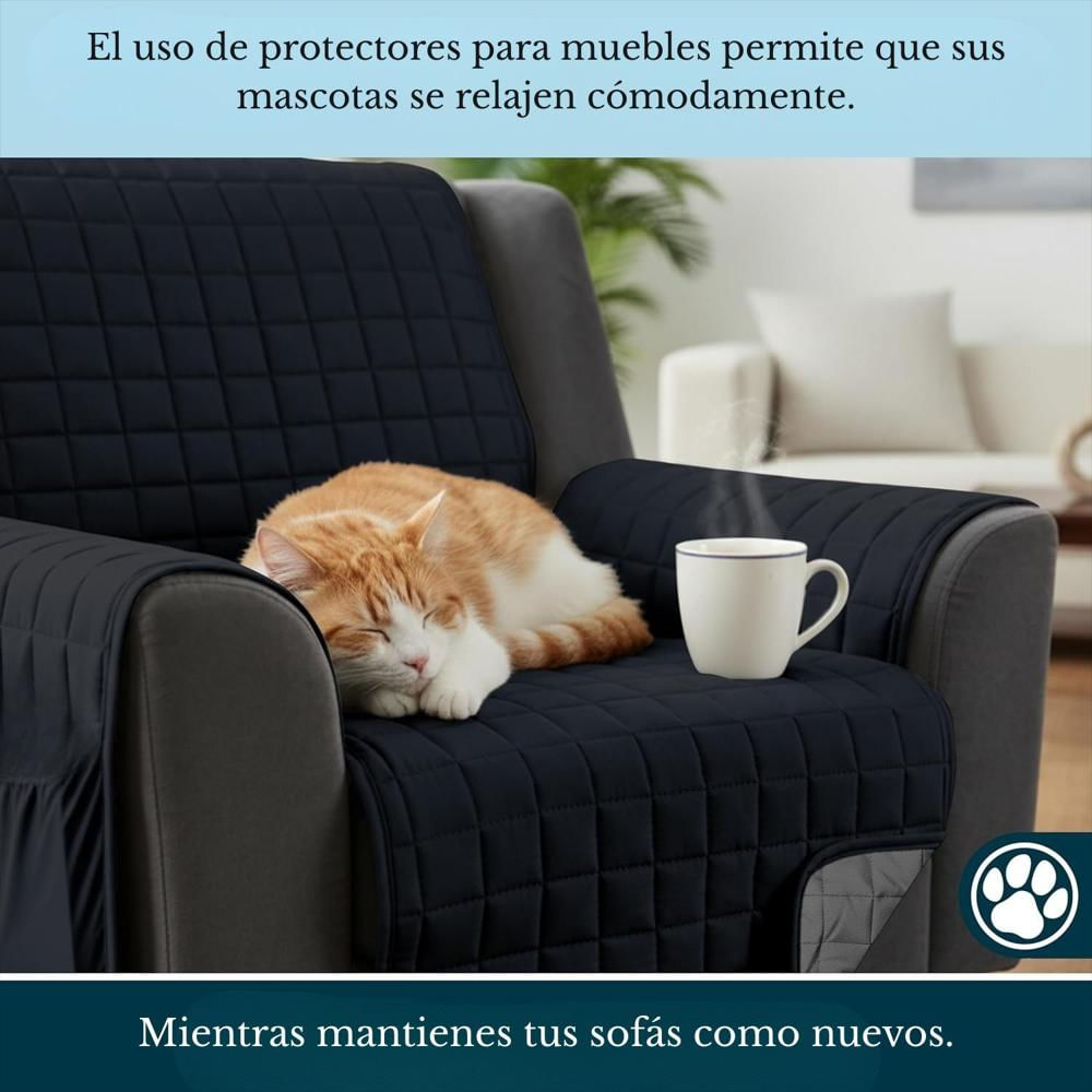 Protector De Sofá Acolchado Doble Faz A Cuadros Negro Gris 1 Puesto Mindy img #2