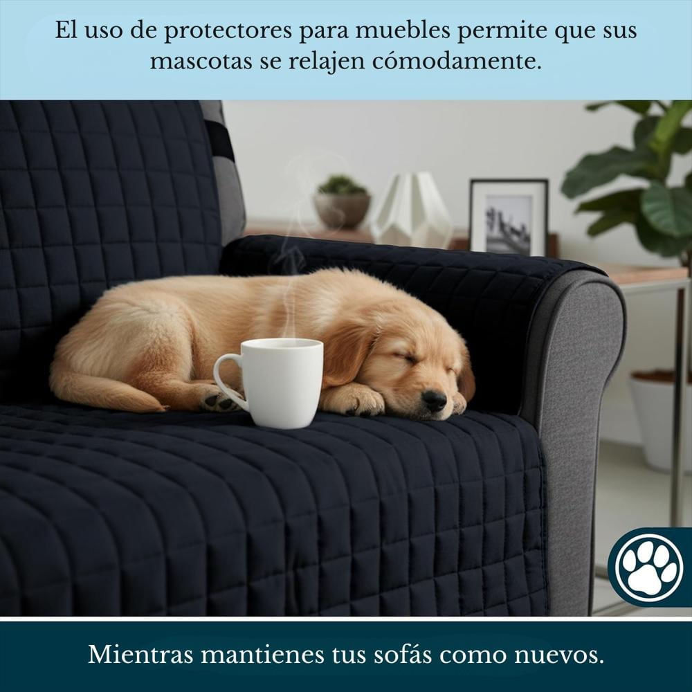 Protector De Sofá Acolchado Doble Faz A Cuadros Negro Gris 3 Puestos Mindy img #2