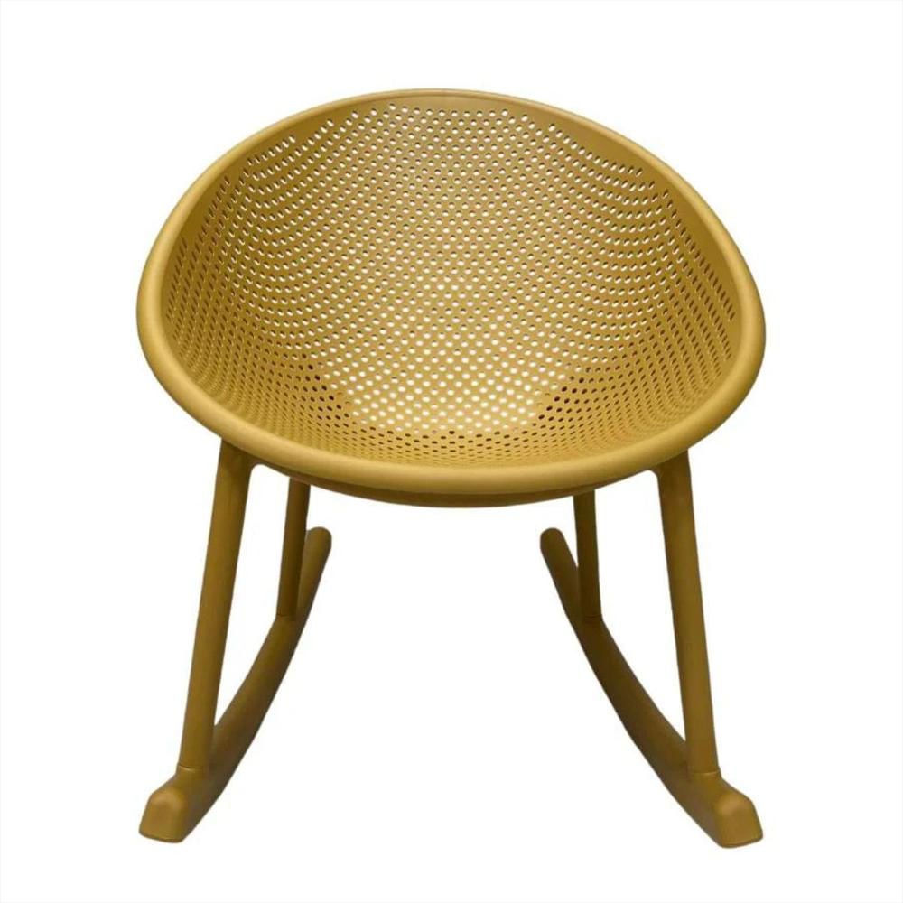 Silla Mecedora Con Espaldar Curvo Microperforado En Polipropileno Color Mostaza img #1