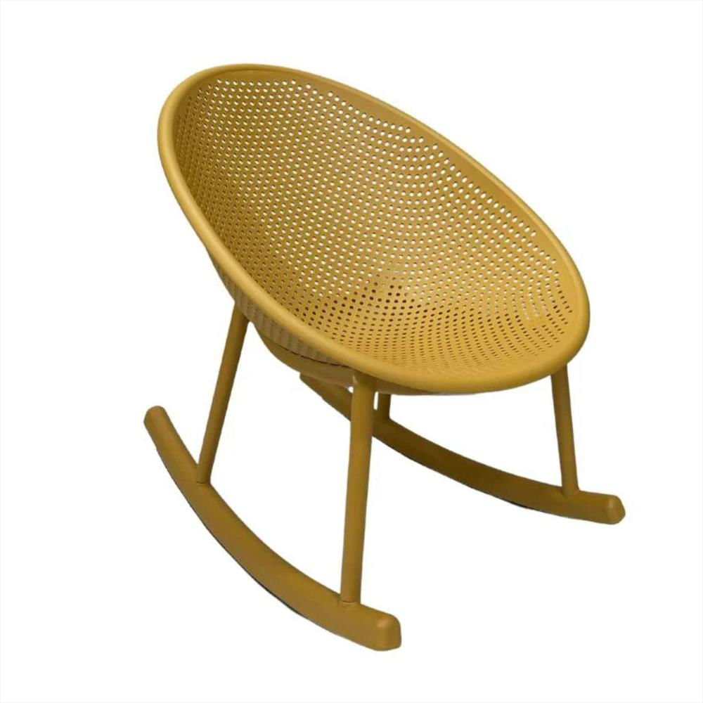 Silla Mecedora Con Espaldar Curvo Microperforado En Polipropileno Color Mostaza img #2
