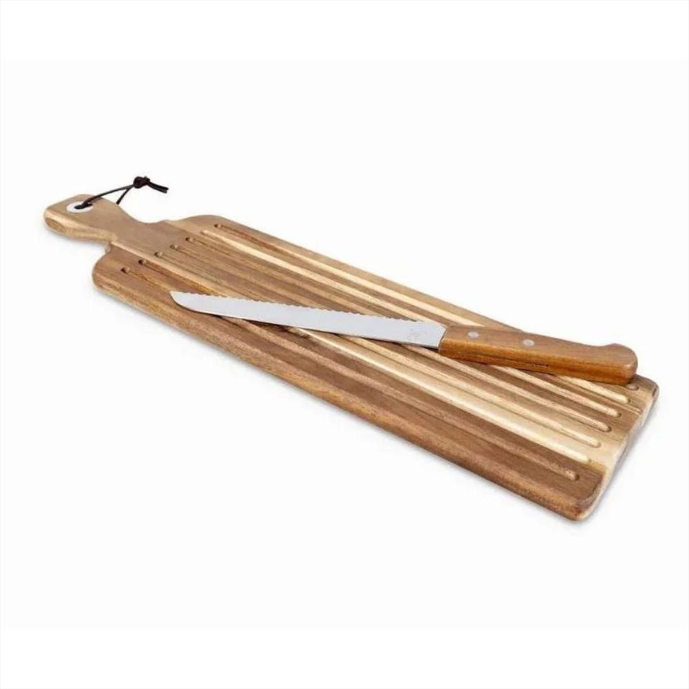 Tabla De Madera Para Pan Con Cuchillo En Acero Inoxidable Con Mango En Acacia img #1