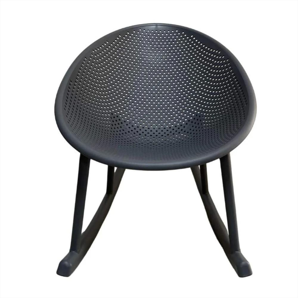 Silla Mecedora Con Espaldar Curvo Microperforado En Polipropileno Color Gris img #1