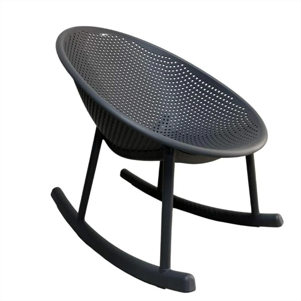 Silla Mecedora Con Espaldar Curvo Microperforado En Polipropileno Color Gris img #2