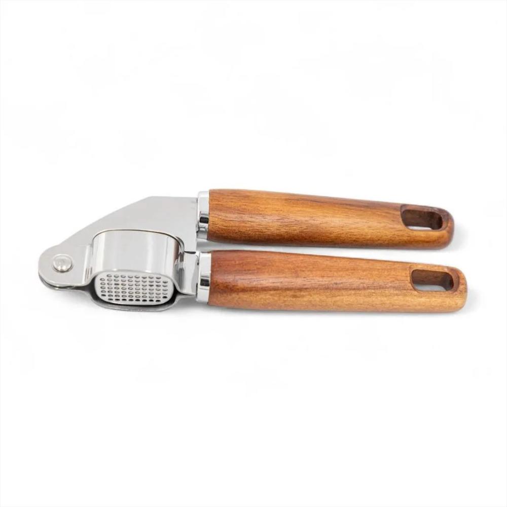 Prensador De Ajo En Acero Inoxidable Con Mango De Madera Acacia img #2