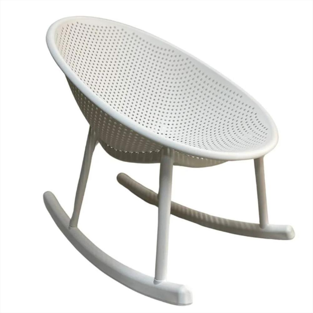 Silla Mecedora Con Espaldar Curvo Microperforado En Polipropileno Color Blanco img #2