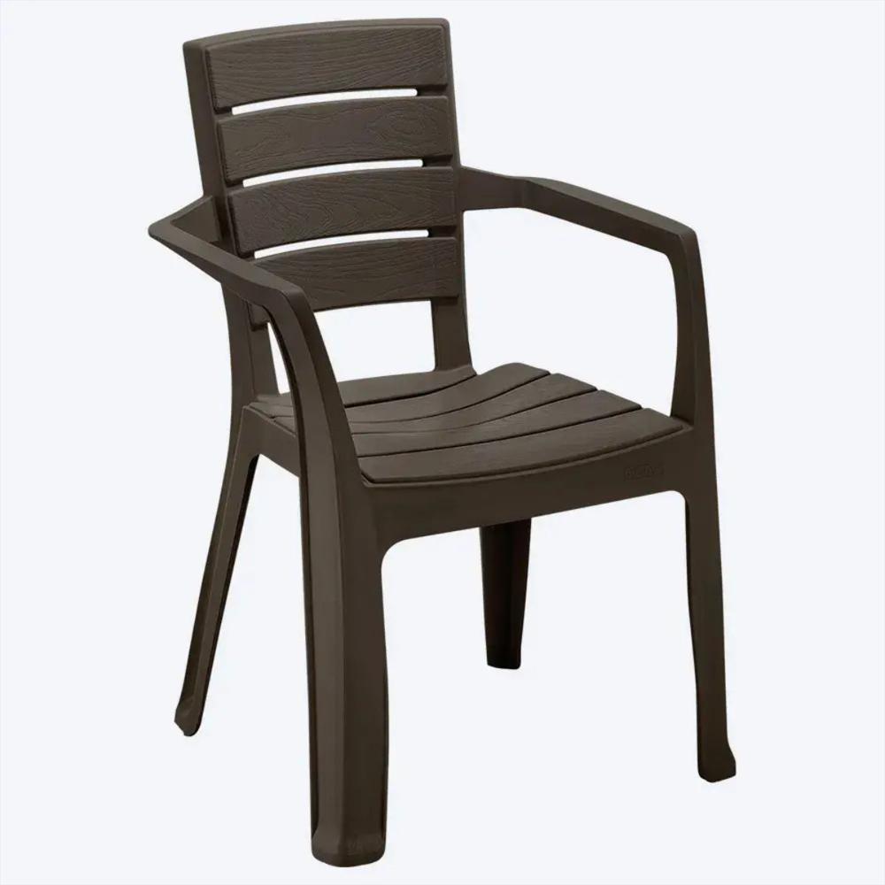 Juego De Comedor En Plastico Para Exteriores De 1 Mesa Rectangular Mas 2 Silla Con Apoyabrazos Color Wengue img #1