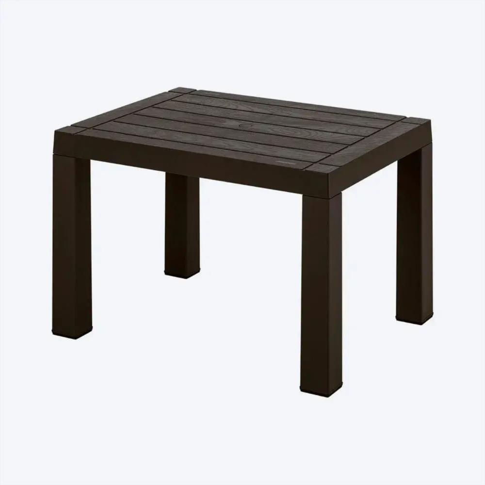 Juego De Comedor En Plastico Para Exteriores De 1 Mesa Rectangular Mas 2 Silla Con Apoyabrazos Color Wengue img #2