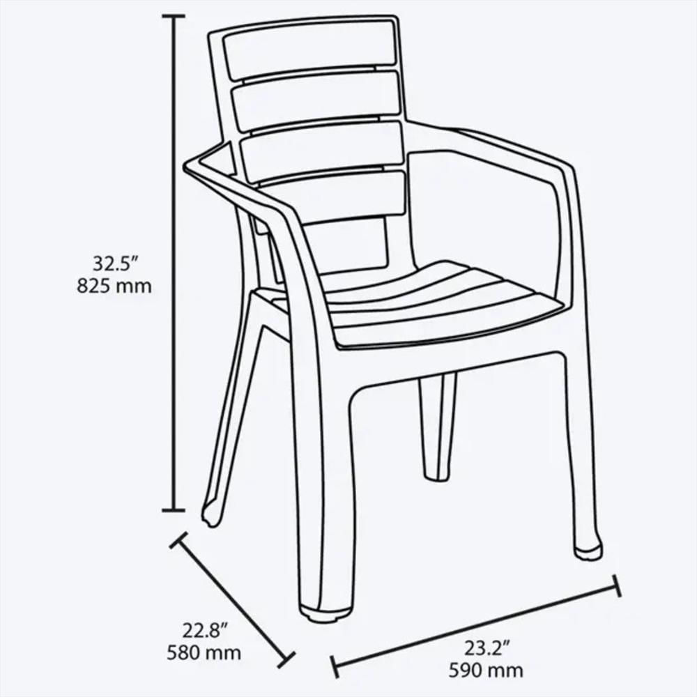 Juego De Comedor En Plastico Para Exteriores De 1 Mesa Rectangular Mas 2 Silla Con Apoyabrazos Color Wengue img #5