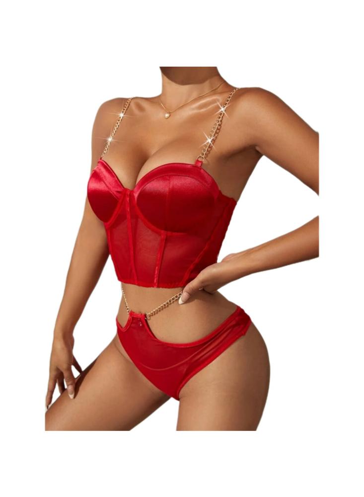 Conjunto Laufrak Lenceria Con Cadena Y Copa Prehormada img #1