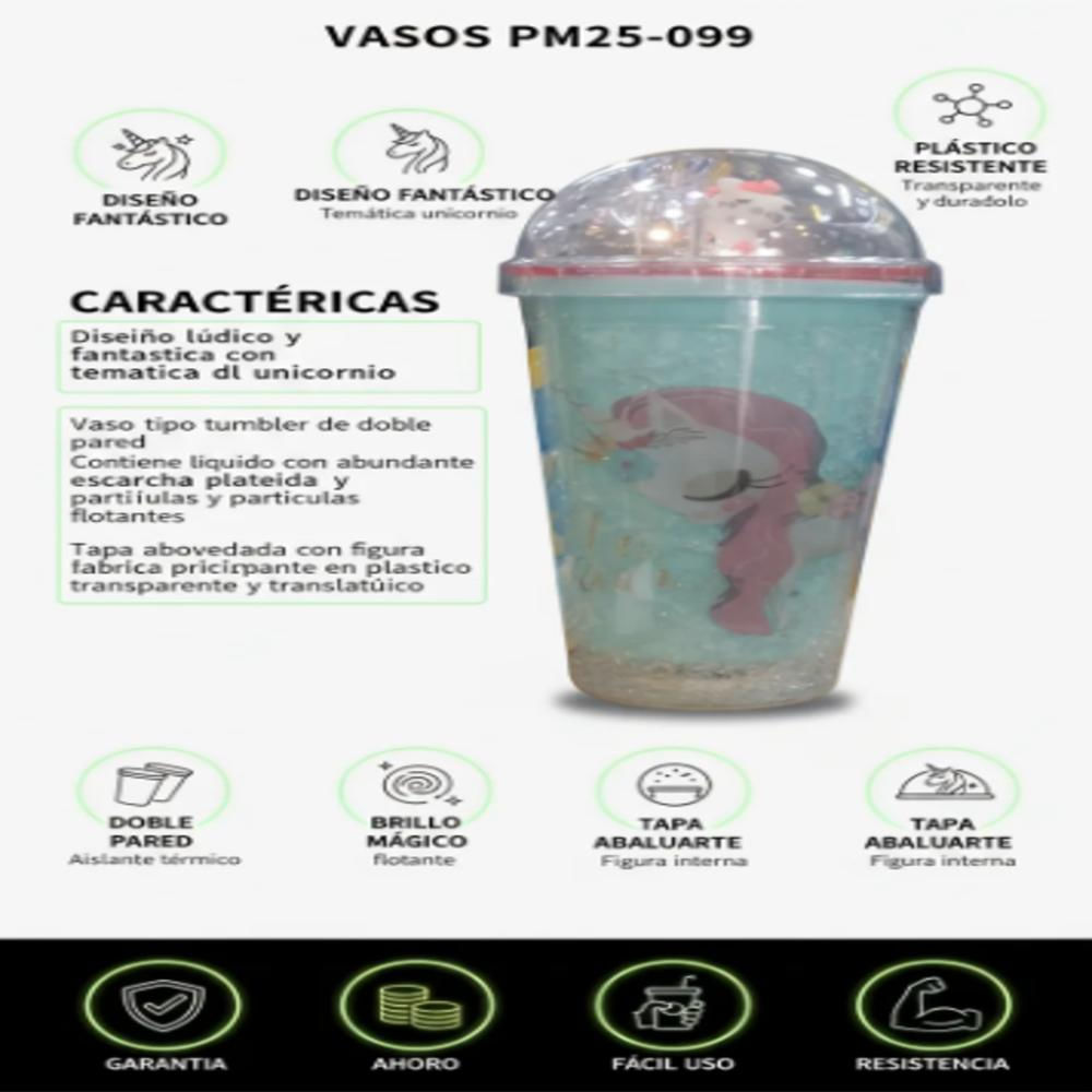 Vaso Acrílico Reutilizable Con Diseño De Unicornio img #3