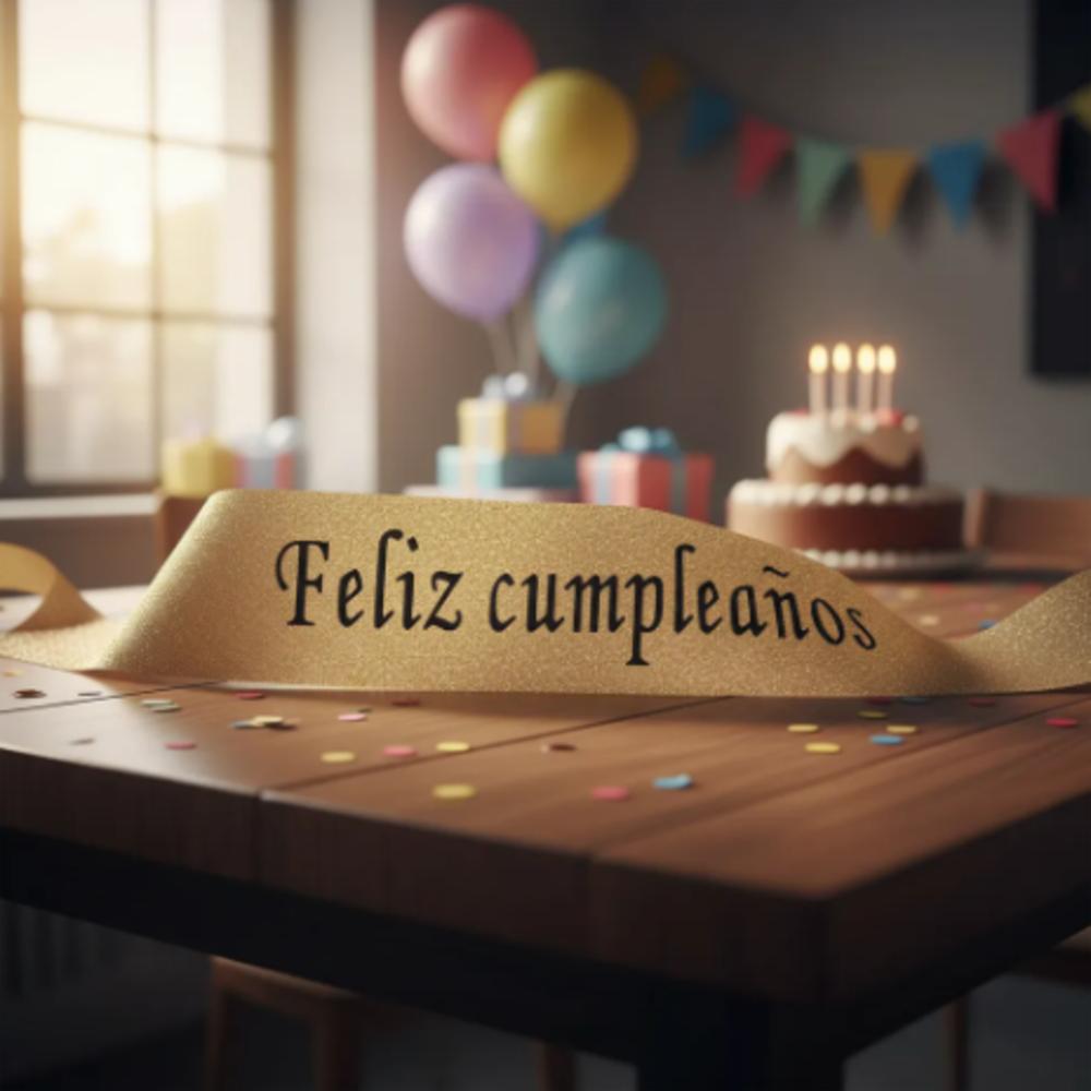 Banda Corporal Feliz Cumpleaños Oro Rosa img #4