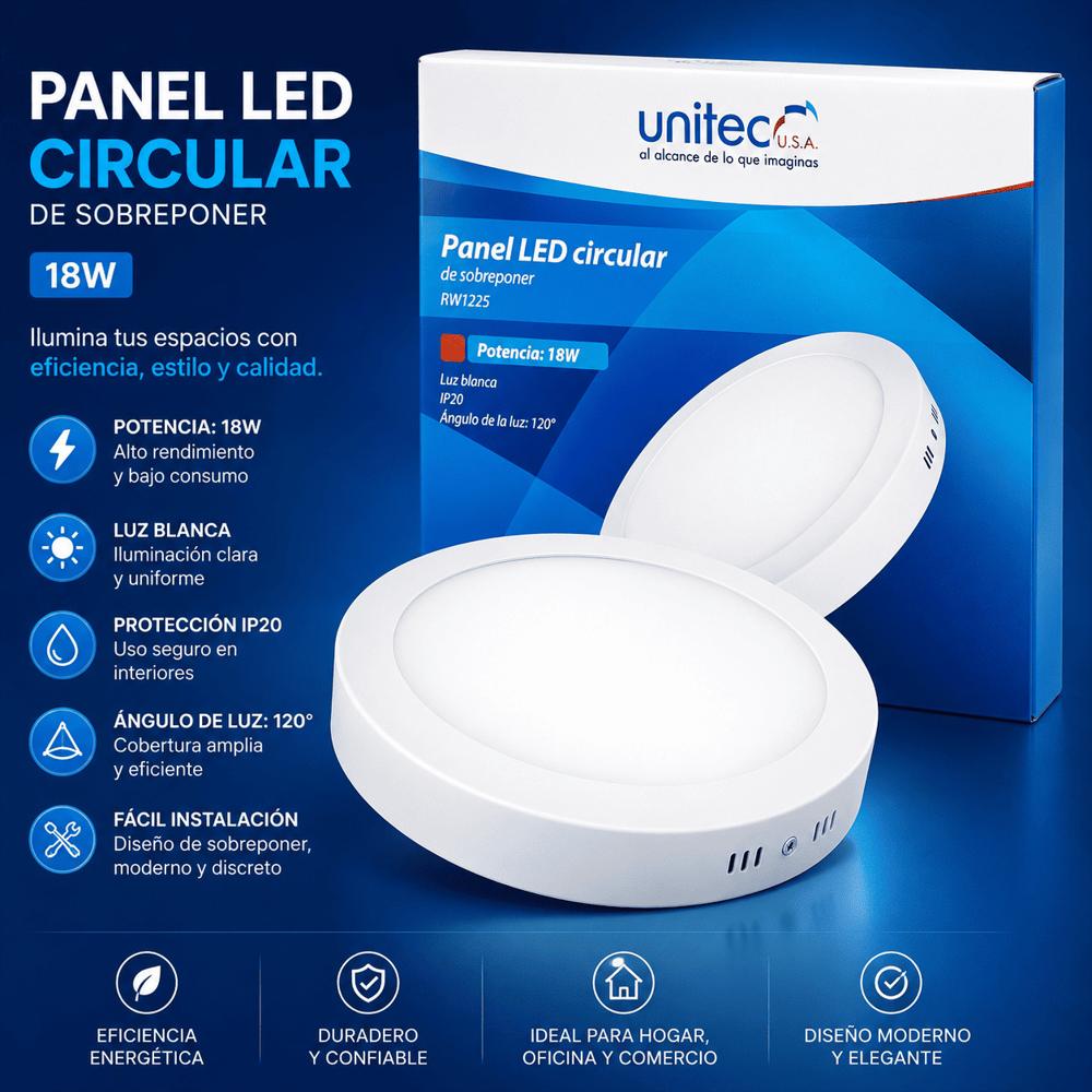 Panel Led Redondo Sobreponer 18W Unitec Certificado Retilap img #3