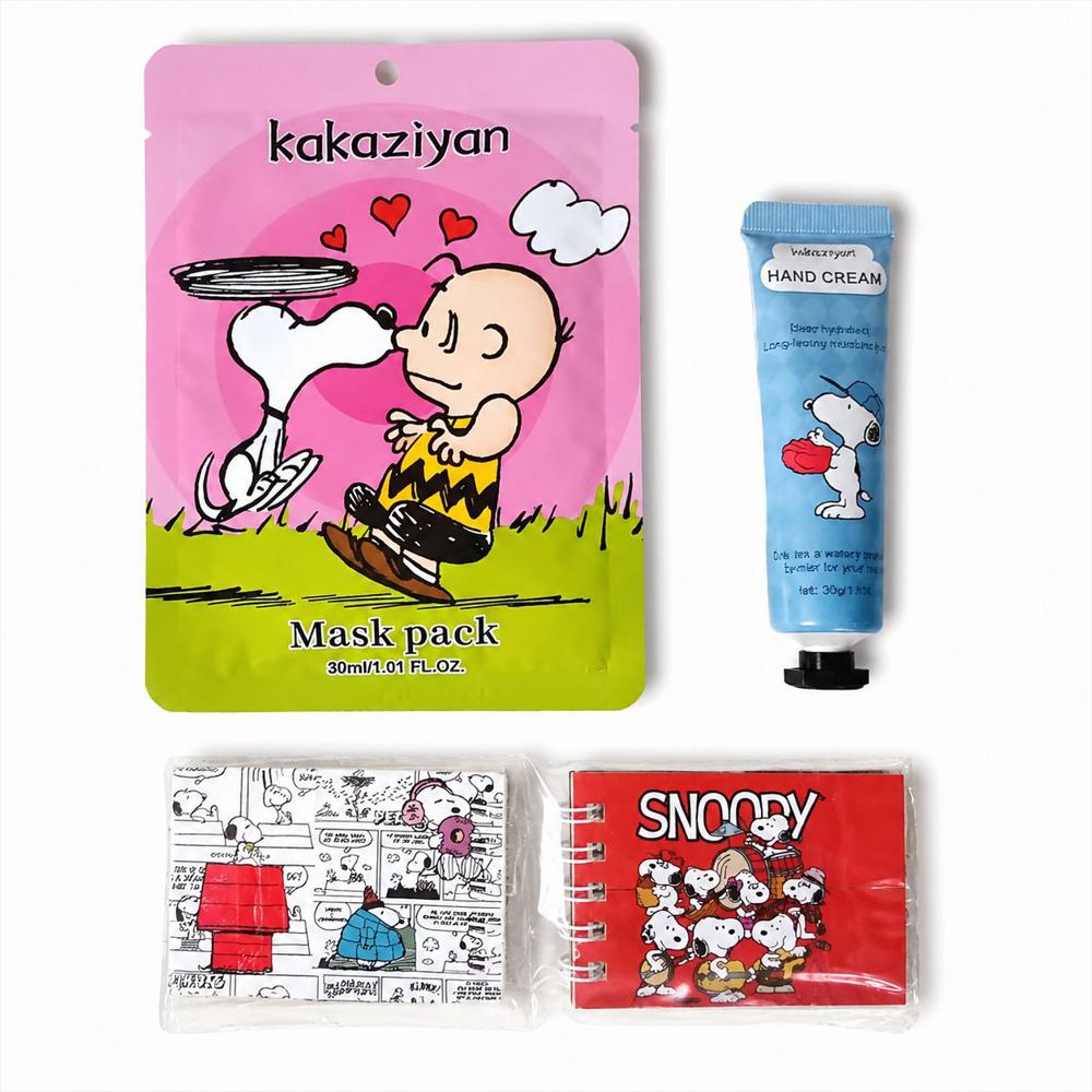 Set Snoopy Súper Corte Rojo 2 Mini Libretas Con Mascarilla Y Crema img #1