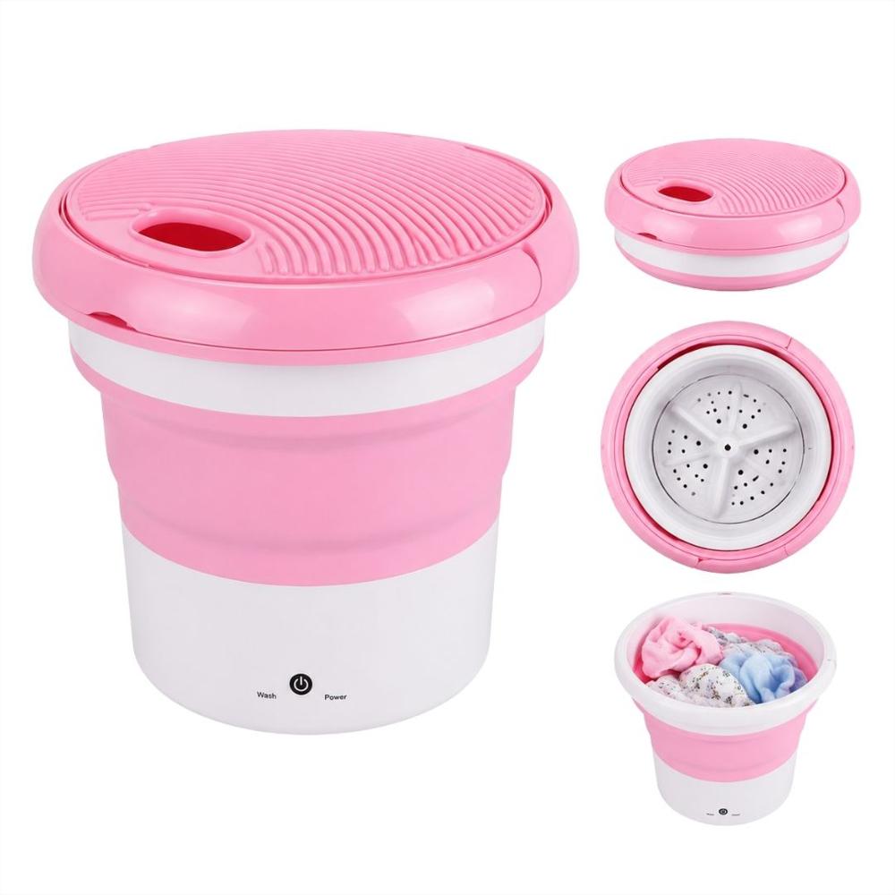 Mini Lavadora Ropa Balde Plegable Eléctrico Genérico Rosado T img #2