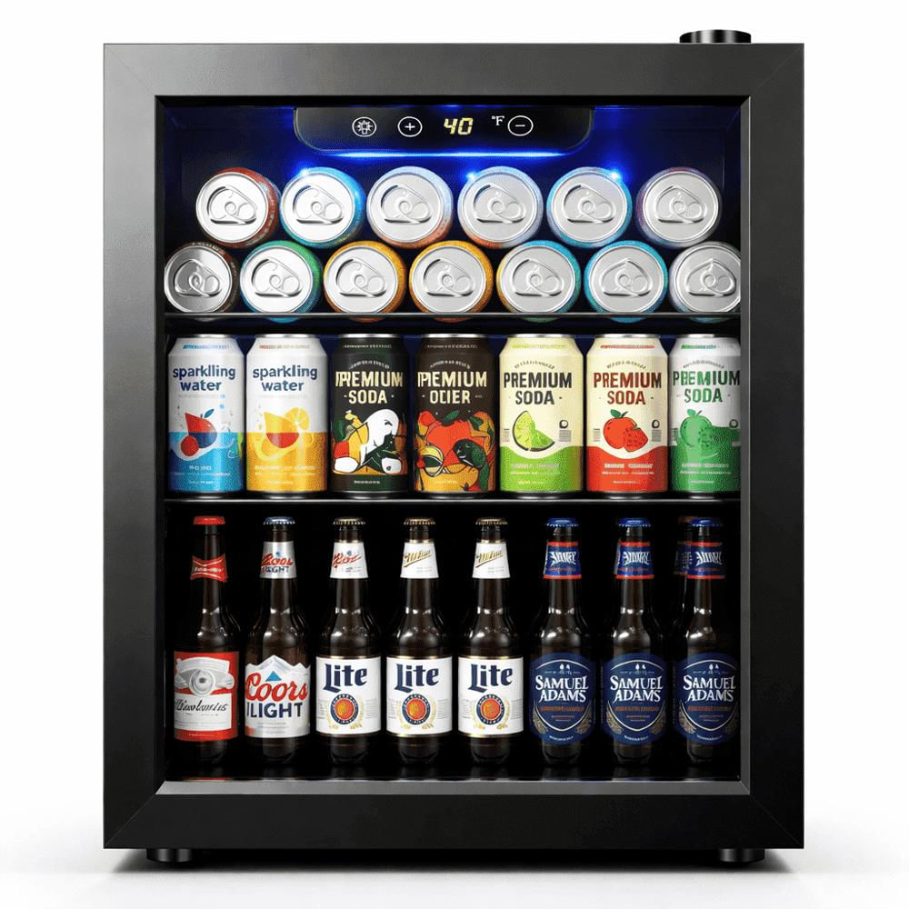 Mini Nevera Para Bebidas Simzlife 68 Latas Puerta De Vidrio Negra img #1