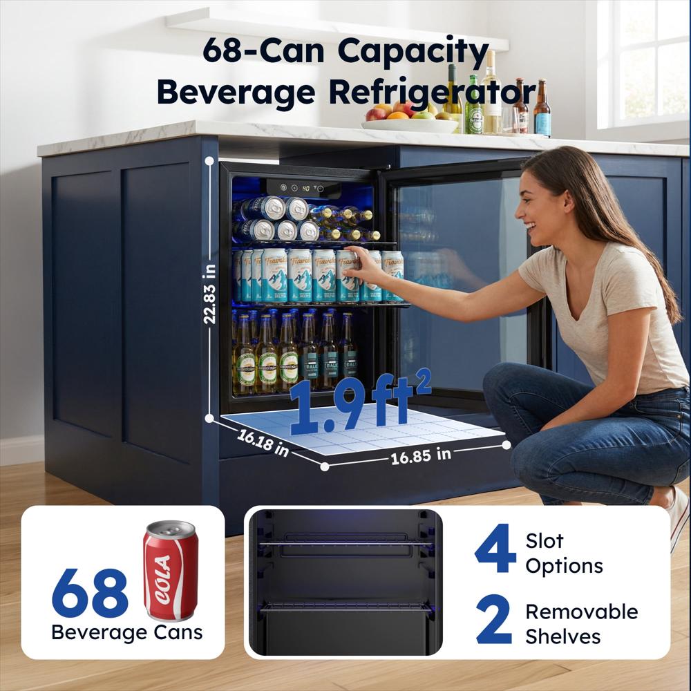 Mini Nevera Para Bebidas Simzlife 68 Latas Puerta De Vidrio Negra img #5