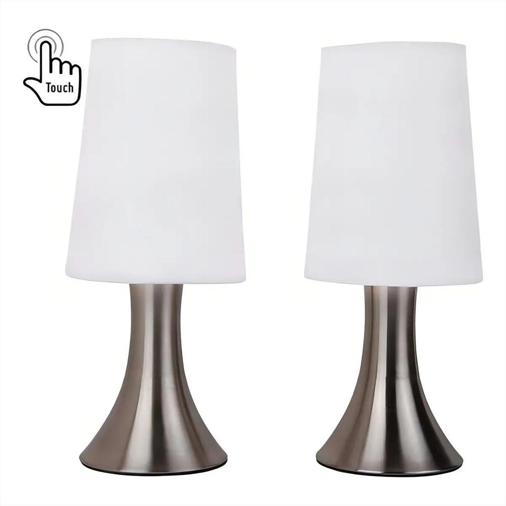 Juego De 2 Lámparas Mesa De Noche Luz Led Rosca E27 Color Blanco img #1