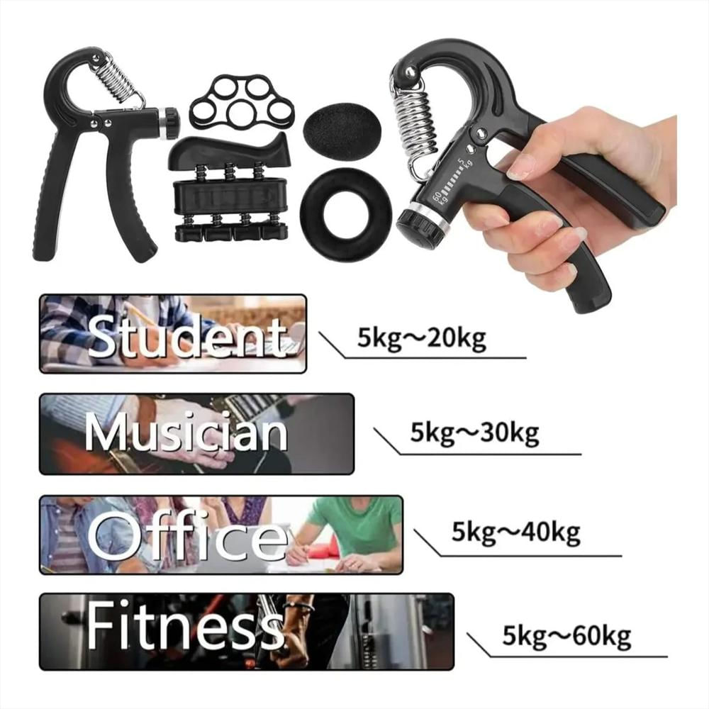 Kit Ejercitadores Graduables De Mano Muñeca Y Antebrazo 5 Piezas Color Negro img #3