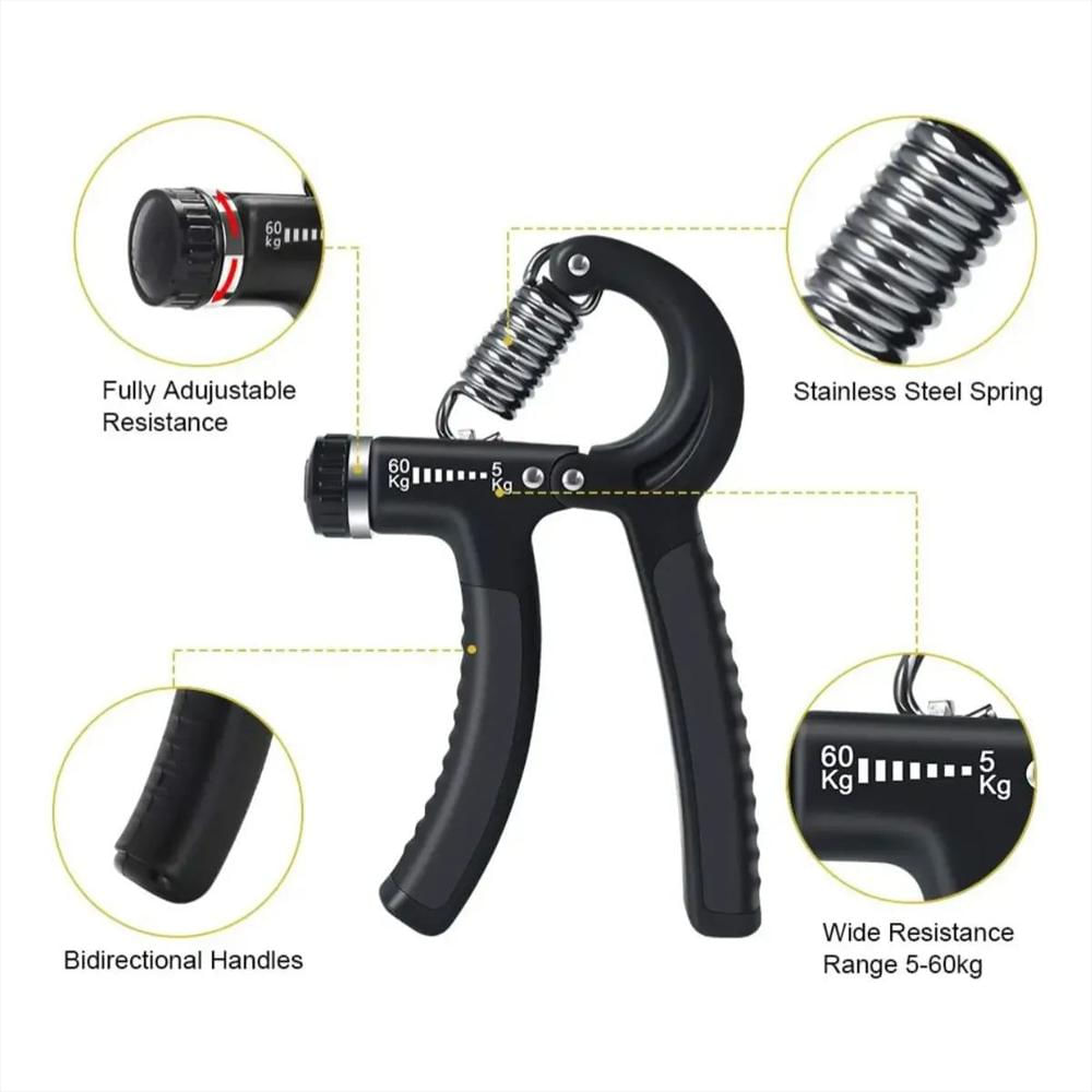 Kit Ejercitadores Graduables De Mano Muñeca Y Antebrazo 5 Piezas Color Negro img #5