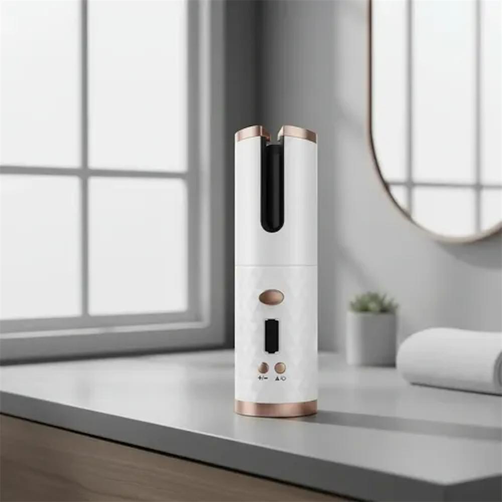 Rizador Cabello Automatico Inalambrico Recargable Led Con Pantalla Lcd Blanci img #2