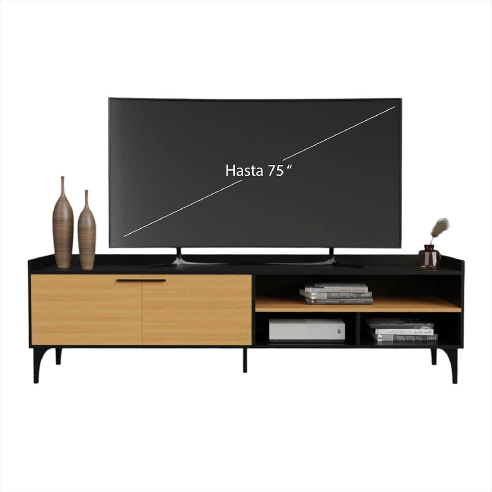 Mesa Style Para Tv 77 pulgadas 55X180x30cm Negro/Madera img #2