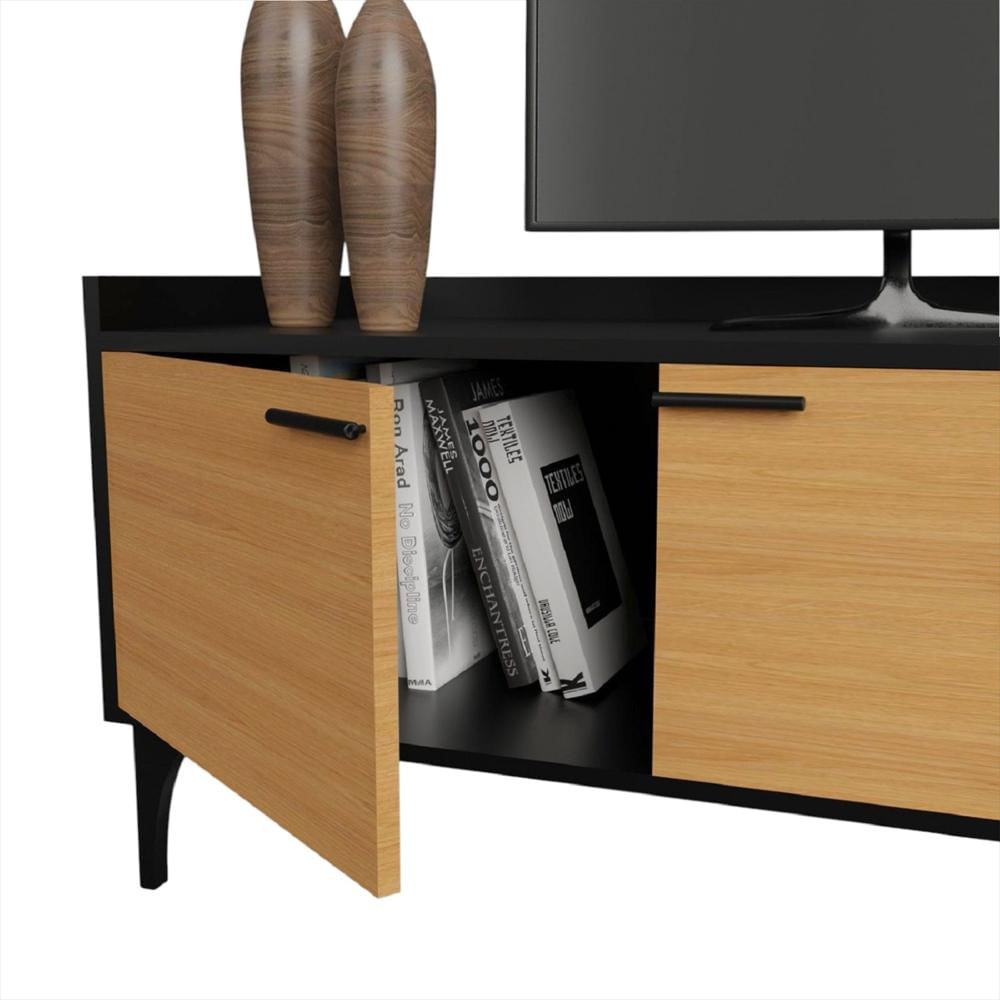 Mesa Style Para Tv 77 pulgadas 55X180x30cm Negro/Madera img #4
