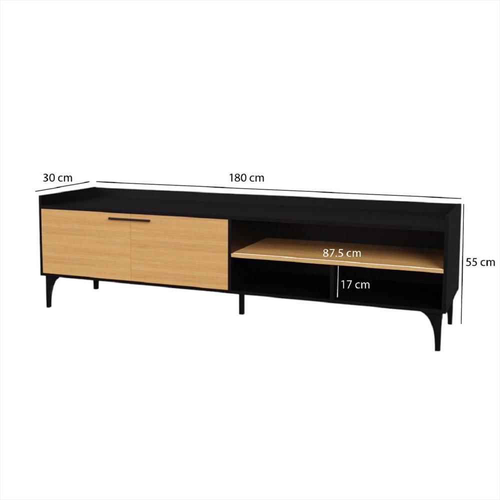 Mesa Style Para Tv 77 pulgadas 55X180x30cm Negro/Madera img #5