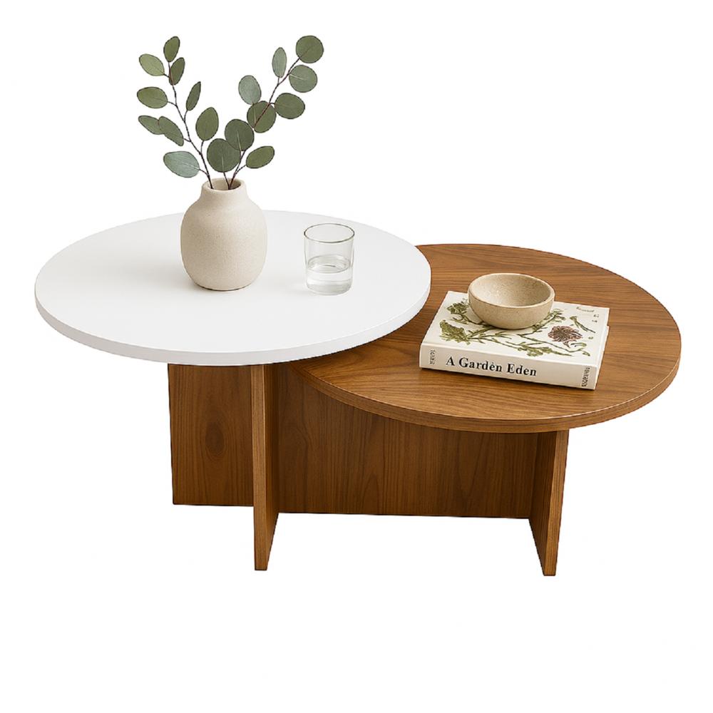Mesa De Centro Doble Superficie Fiji 40X100x60 Cm Madera Blanco img #2